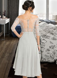 Danica A-Line Off-the-Shoulder Asymmetrical Chiffon Lace Cocktail Dress With Beading UKP0016310