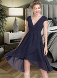 Kayla A-Line V-neck Asymmetrical Chiffon Cocktail Dress UKP0016321