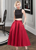 Rachel A-Line/Princess Tea-Length Satin Cocktail Skirt UKP0016322