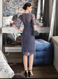 Karen Sheath/Column Scoop Neck Knee-Length Lace Cocktail Dress With Lace UKP0016330