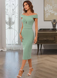 Robin Off-the-Shoulder Tea-Length Cotton Blends Cocktail Dress UKP0016333