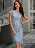 Allison Sheath/Column Scoop Neck Knee-Length Lace Cocktail Dress With Lace UKP0016337