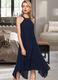 Aliza A-Line Scoop Neck Asymmetrical Chiffon Cocktail Dress With Beading UKP0016348