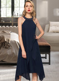 Aliza A-Line Scoop Neck Asymmetrical Chiffon Cocktail Dress With Beading UKP0016348