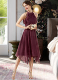 Alula A-Line Scoop Neck Tea-Length Chiffon Cocktail Dress With Cascading Ruffles UKP0016369