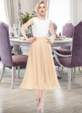 Henrietta A-Line/Princess Tea-Length Chiffon Cocktail Skirt With Pleated UKP0016370