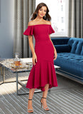 Lorena Trumpet/Mermaid Off-the-Shoulder Asymmetrical Stretch Crepe Cocktail Dress With Ruffle UKP0016382