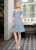 Katharine A-Line V-neck Knee-Length Chiffon Cocktail Dress With Cascading Ruffles UKP0016387