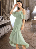 Cheyenne Trumpet/Mermaid V-Neck Asymmetrical Chiffon Cocktail Dress With Ruffle UKP0016389