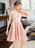 Aylin A-Line V-neck Short/Mini Tulle Lace Cocktail Dress UKP0016395