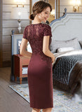 Kate Sheath/Column Scoop Neck Knee-Length Satin Lace Cocktail Dress With Sequins UKP0016403