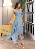 Gertrude A-Line V-neck Asymmetrical Chiffon Cocktail Dress UKP0016426