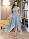 Gertrude A-Line V-neck Asymmetrical Chiffon Cocktail Dress UKP0016426