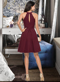 Amber A-Line Scoop Neck Knee-Length Stretch Crepe Cocktail Dress With Ruffle UKP0016441