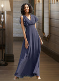 Alison A-line V-Neck Floor-Length Chiffon Bridesmaid Dress UKP0016444