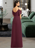 Annalise A-Line V-neck Floor-Length Chiffon Bridesmaid Dress With Ruffle Sash Split Front UKP0016446