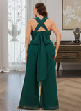 Rosa Jumpsuit/Pantsuit One-Shoulder Halter V-neck High Neck Floor-Length Chiffon Bridesmaid Dress With Ruffle UKP0016450