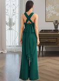 Rosa Jumpsuit/Pantsuit One-Shoulder Halter V-neck High Neck Floor-Length Chiffon Bridesmaid Dress With Ruffle UKP0016450