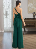 Rosa Jumpsuit/Pantsuit One-Shoulder Halter V-neck High Neck Floor-Length Chiffon Bridesmaid Dress With Ruffle UKP0016450