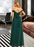 Kyra A-Line Off-the-Shoulder Floor-Length Chiffon Bridesmaid Dress With Split Front UKP0016452