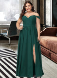 Kyra A-Line Off-the-Shoulder Floor-Length Chiffon Bridesmaid Dress With Split Front UKP0016452