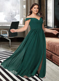 Kyra A-Line Off-the-Shoulder Floor-Length Chiffon Bridesmaid Dress With Split Front UKP0016452