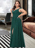 Kyra A-Line Off-the-Shoulder Floor-Length Chiffon Bridesmaid Dress With Split Front UKP0016452