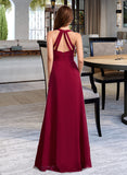 Ryann A-line V-Neck Floor-Length Chiffon Bridesmaid Dress UKP0016454