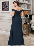 Beatrice A-line Off the Shoulder Floor-Length Chiffon Bridesmaid Dress With Ruffle UKP0016460