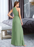 Joselyn Jumpsuit/Pantsuit High Neck Floor-Length Chiffon Bridesmaid Dress With Bow(s) UKP0016462