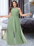 Joselyn Jumpsuit/Pantsuit High Neck Floor-Length Chiffon Bridesmaid Dress With Bow(s) UKP0016462