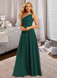 Teresa A-line One Shoulder Floor-Length Chiffon Bridesmaid Dress With Beading Sequins UKP0016463