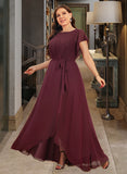 Paityn A-Line Scoop Neck Asymmetrical Chiffon Bridesmaid Dress With Ruffle UKP0016468