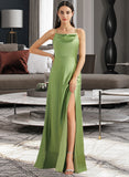 Jamie A-Line Cowl Neck Floor-Length Satin Bridesmaid Dress With Split Front UKP0016470