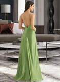 Jamie A-Line Cowl Neck Floor-Length Satin Bridesmaid Dress With Split Front UKP0016470