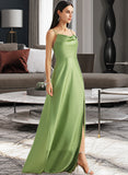 Jamie A-Line Cowl Neck Floor-Length Satin Bridesmaid Dress With Split Front UKP0016470