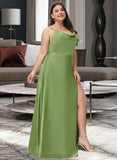 Jamie A-Line Cowl Neck Floor-Length Satin Bridesmaid Dress With Split Front UKP0016470