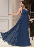 Josie A-Line V-neck Floor-Length Chiffon Bridesmaid Dress With Split Front UKP0016471