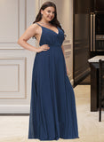 Josie A-Line V-neck Floor-Length Chiffon Bridesmaid Dress With Split Front UKP0016471