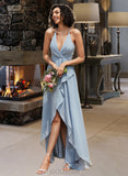 Mabel A-line V-Neck Asymmetrical Chiffon Bridesmaid Dress UKP0016477