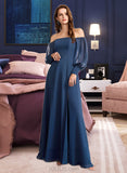 Morgan A-Line Off-the-Shoulder Floor-Length Chiffon Bridesmaid Dress With Split Front UKP0016479