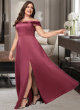 Kaitlin A-Line Off-the-Shoulder Floor-Length Satin Bridesmaid Dress With Split Front UKP0016482