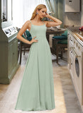 Saniya A-Line Square Neckline Floor-Length Chiffon Bridesmaid Dress With Split Front UKP0016484