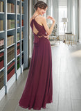 Mackenzie A-Line Halter Floor-Length Chiffon Bridesmaid Dress With Split Front UKP0016486