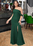 Jacey Trumpet/Mermaid One-Shoulder Floor-Length Chiffon Bridesmaid Dress With Split Front UKP0016490