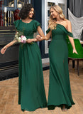 Jacey Trumpet/Mermaid One-Shoulder Floor-Length Chiffon Bridesmaid Dress With Split Front UKP0016490