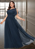 Elva A-line One Shoulder Floor-Length Chiffon Bridesmaid Dress With Ruffle UKP0016500