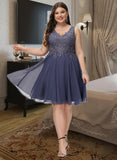 Molly A-Line V-neck Short/Mini Chiffon Lace Bridesmaid Dress With Lace Beading UKP0016504