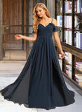 Maryjane A-Line V-neck Floor-Length Chiffon Bridesmaid Dress With Split Front UKP0016505