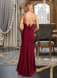 Adelaide Trumpet/Mermaid Square Neckline Floor-Length Chiffon Bridesmaid Dress With Ruffle Split Front UKP0016511